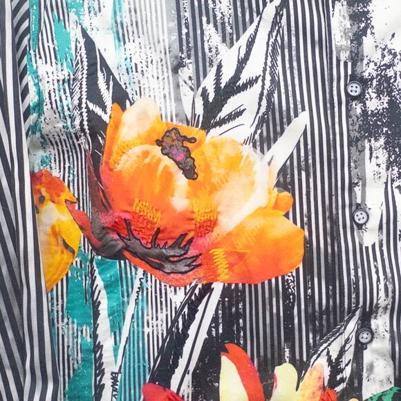 Robert Graham Fields Of Gold Stretch Long Sleeve Shirt Orange Floral Men's Large - Picture 6 of 9